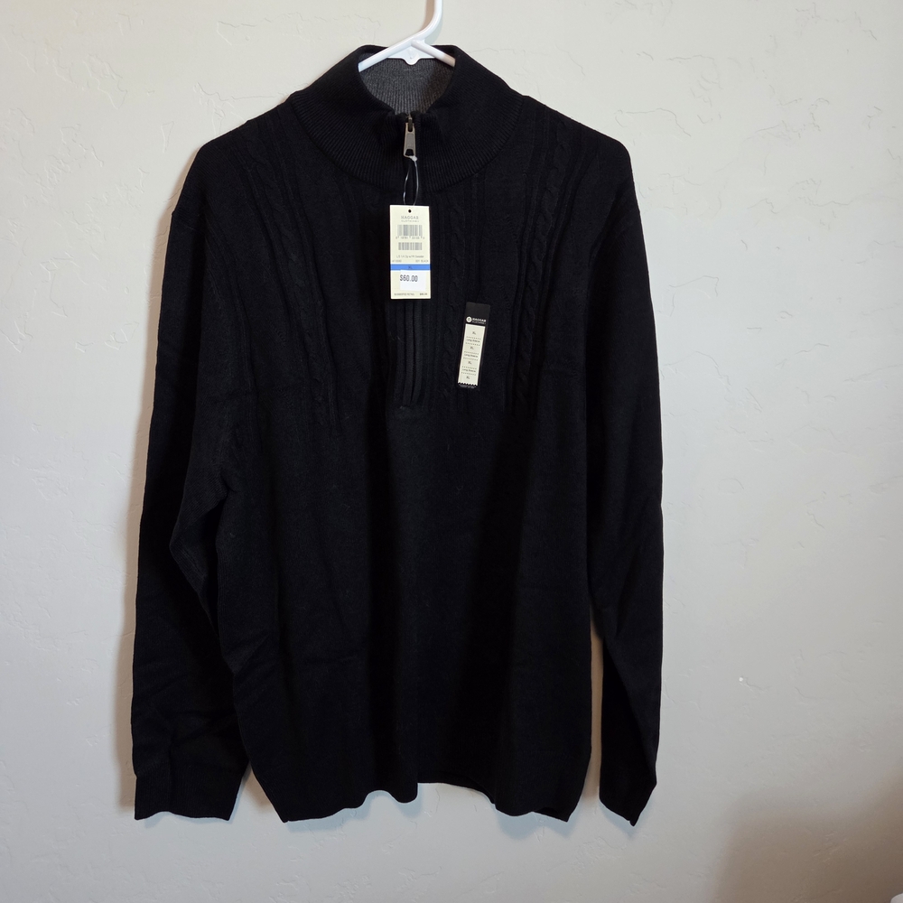 Haggar Men's Black Zip-Up Sweater